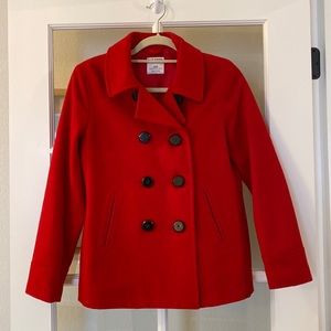 Old Navy red pea coat Petite small double breasted